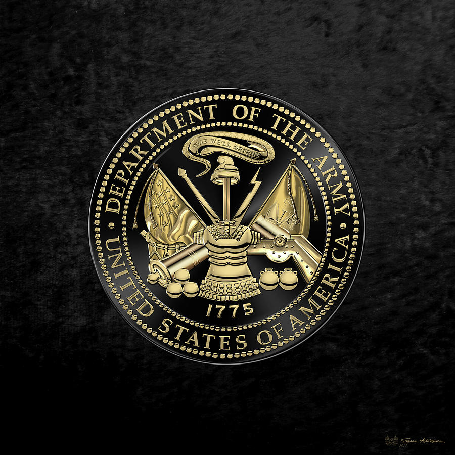 U. S. Army Seal Black Edition over Black Velvet Digital Art by Serge Averbukh