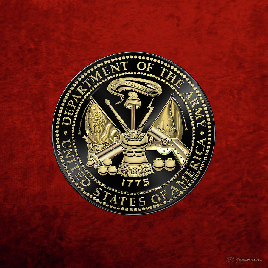 U. S. Army Seal Black Edition over Red Velvet Digital Art by Serge Averbukh