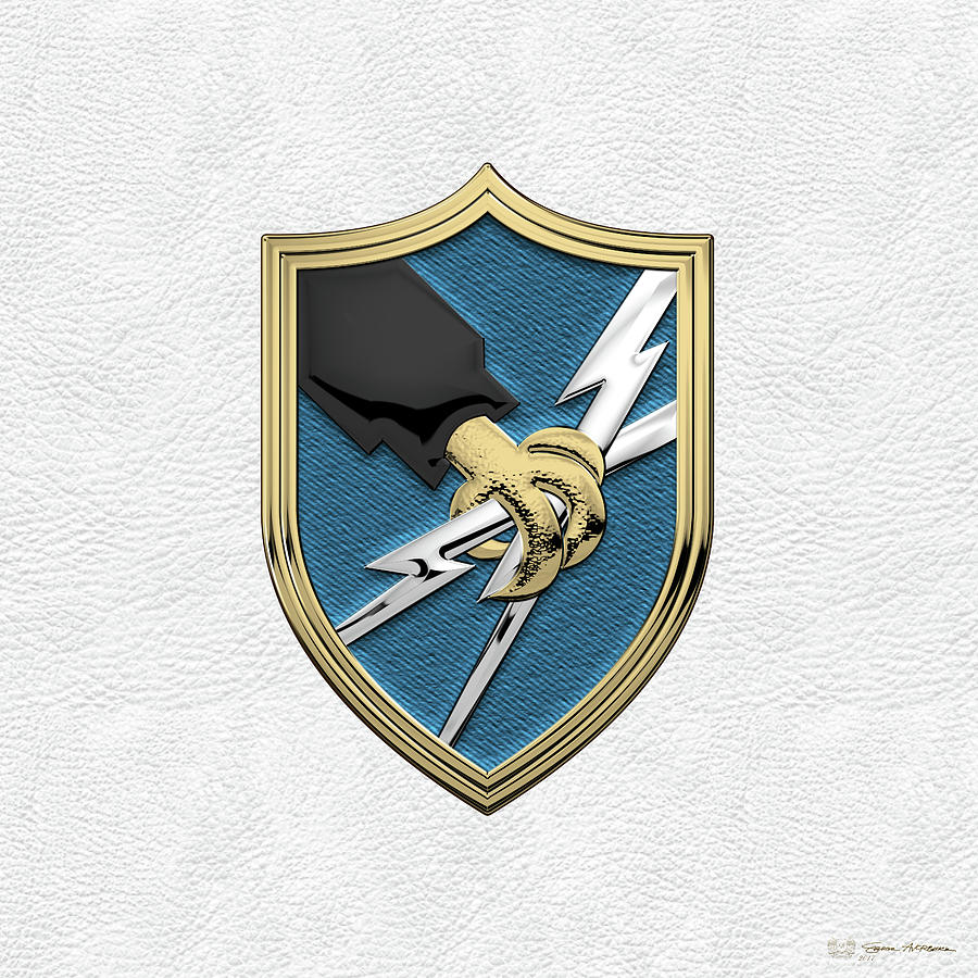 U. S. Army Security Agency - A S A Patch over White Leather Digital Art by Serge Averbukh