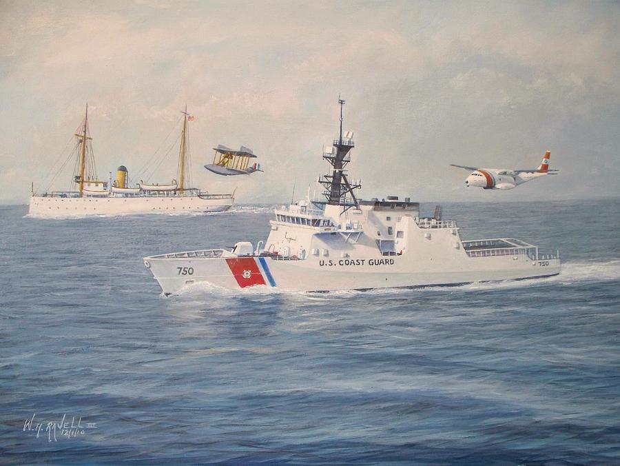 Coast Guard Painting - U. S. Coast Guard Then And Now by William Ravell Coast Guard Painting - U. S. Coast Guard Then And Now by William Ravell