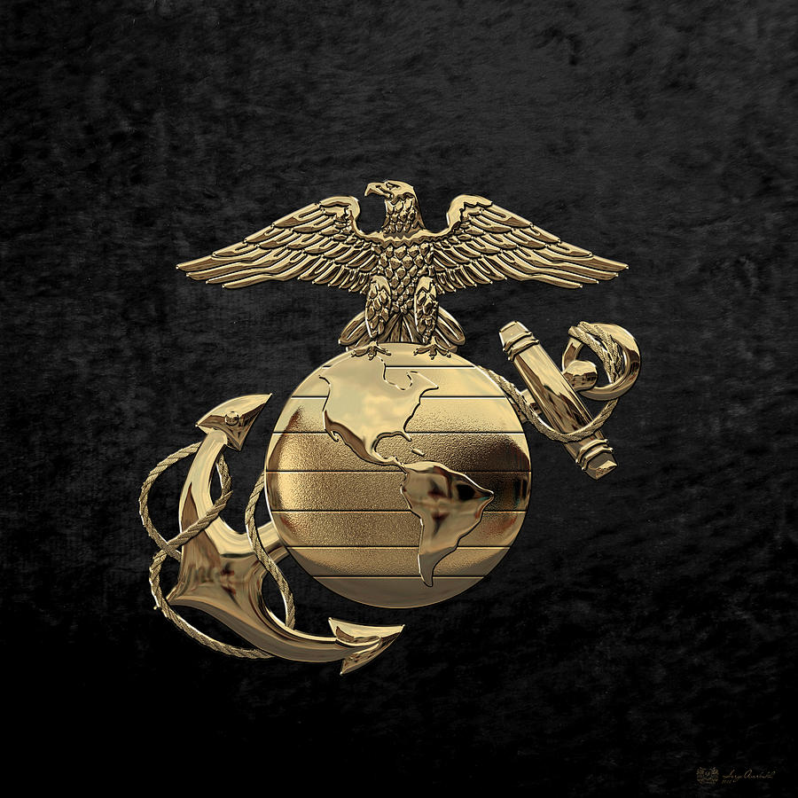 Military Digital Art - U S M C Eagle Globe and Anchor - N C O and Enlisted E G A over Black Velvet by Serge Averbukh