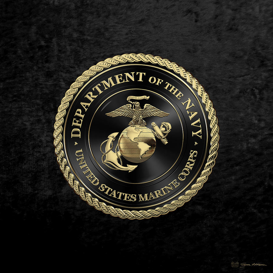 U S M C Emblem Black Edition over Black Velvet Digital Art by Serge Averbukh
