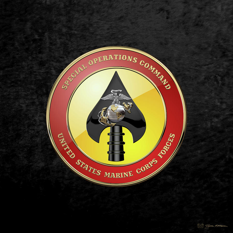 U S M C  Forces Special Operations Command -  M A R S O C  Seal over Black Velvet Digital Art by Serge Averbukh