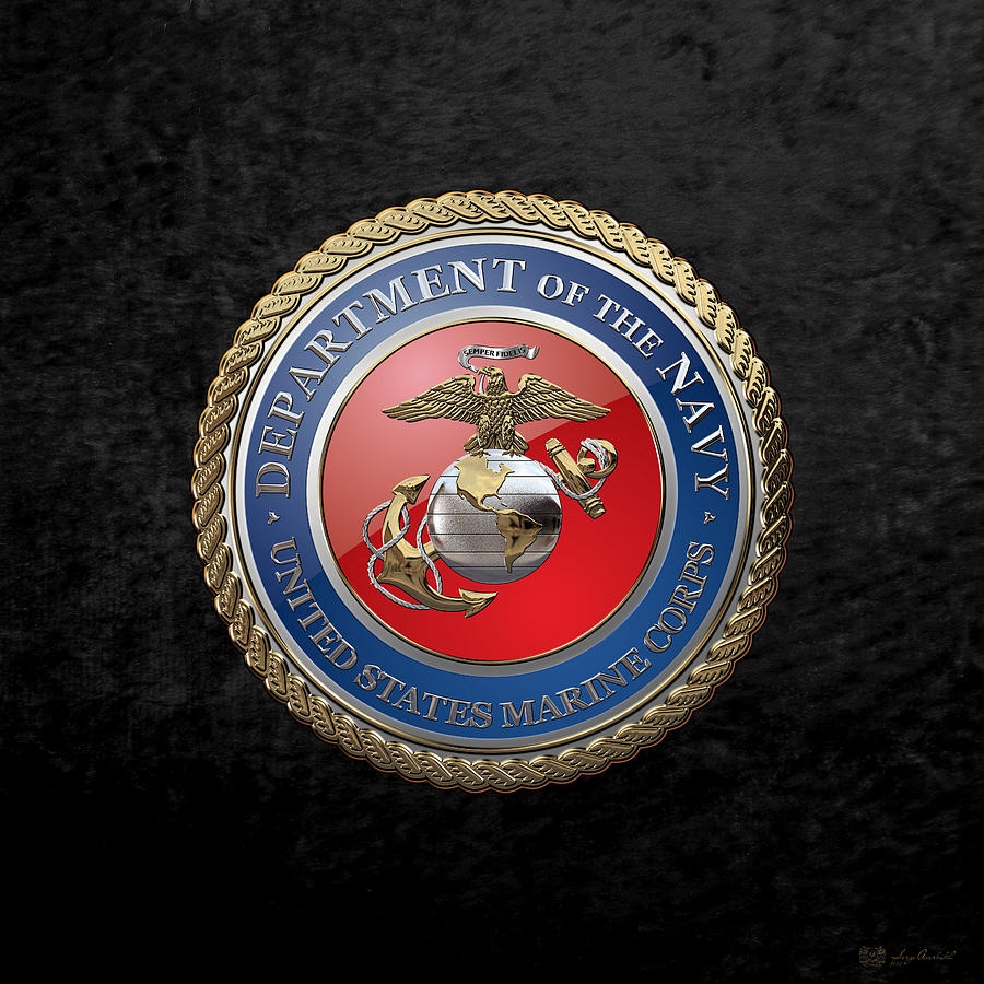 U. S. Marine Corps - U S M C Seal over Black Velvet Digital Art by ...