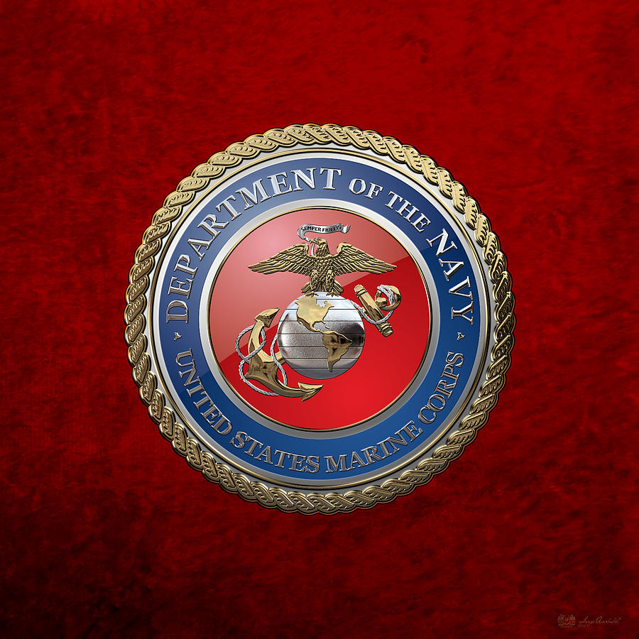 U. S.  Marine Corps  - U S M C  Seal over Red Velvet Digital Art by Serge Averbukh