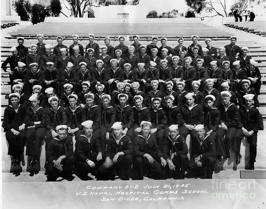 San Diego Photograph - U. S. Naval Hospital Corps School San Diego California July 21 1945 by Monterey County Historical Society