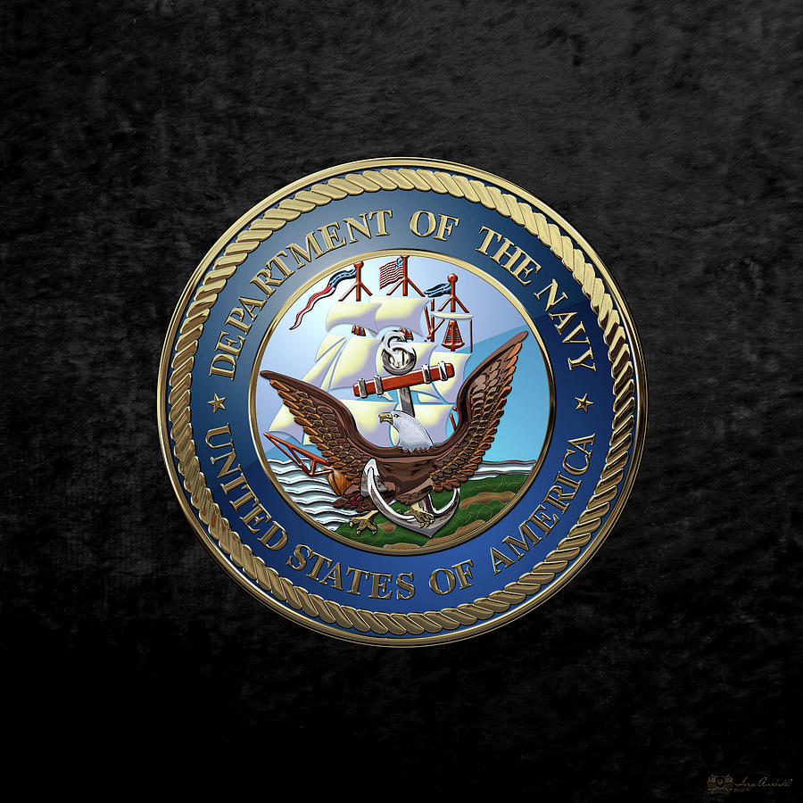 U. S.  Navy  -  U S N Emblem over Black Velvet Digital Art by Serge Averbukh