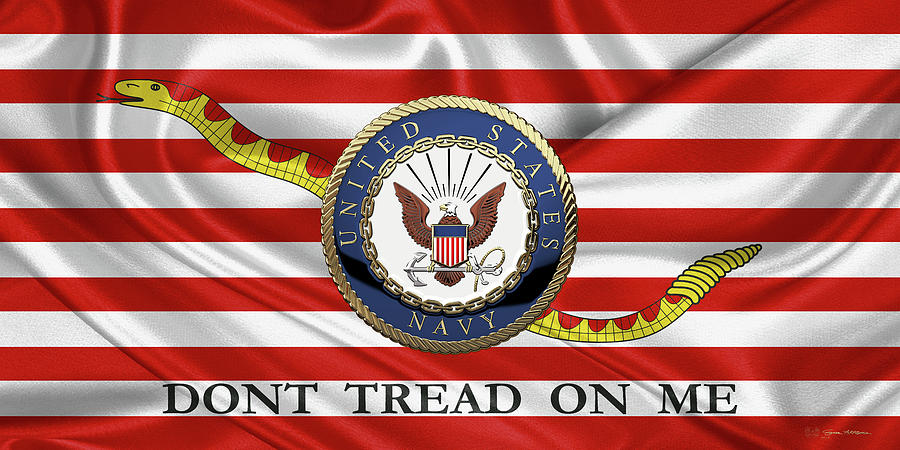 U. S.  Navy  -  U S N Emblem over Naval Jack Digital Art by Serge Averbukh