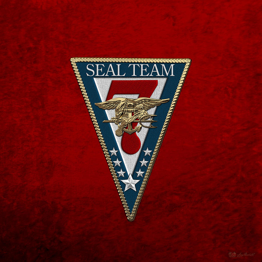 U. S. Navy S E A Ls - S E A L Team Seven  -  S T 7  Patch over Red Velvet Digital Art by Serge Averbukh
