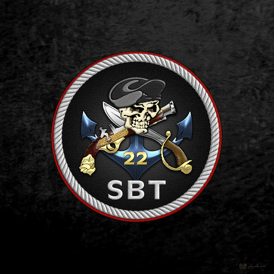 U. S. Navy S W C C - Special Boat Team 22  -  S B T 22  Patch over Black Velvet Digital Art by Serge Averbukh