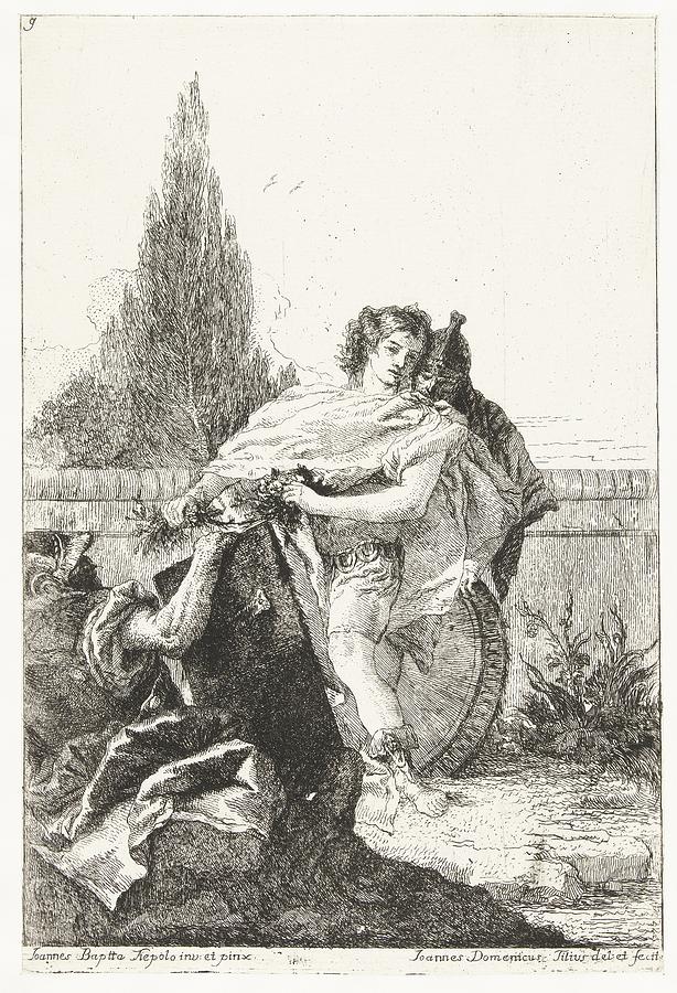 Ubaldo en Carlo verwijten Rinaldo zijn zwakte, Giovanni Domenico Tiepolo, after Giovanni Battista Ti Painting by Celestial Images