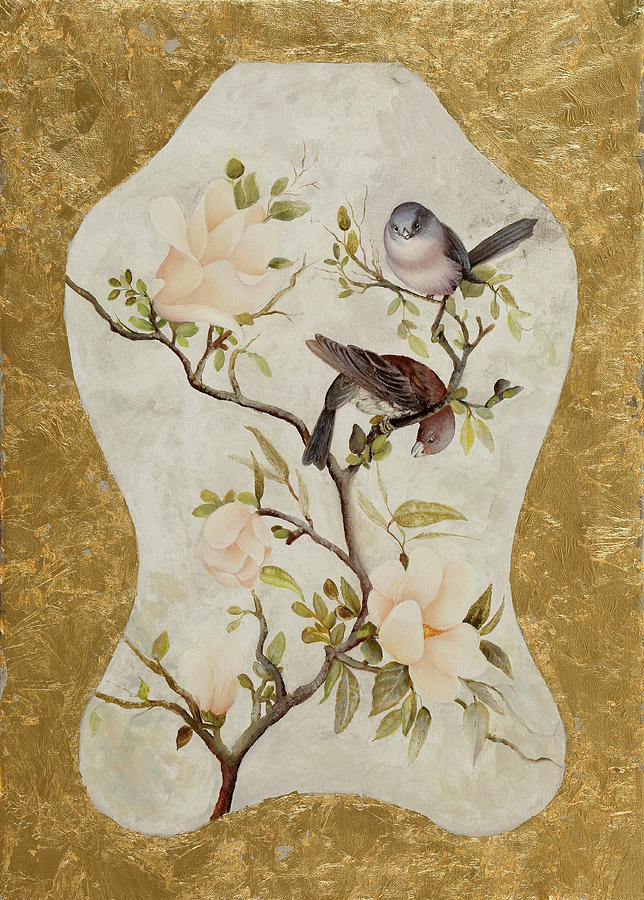 Uccellini E Fiori Rosa Painting by Danka Weitzen