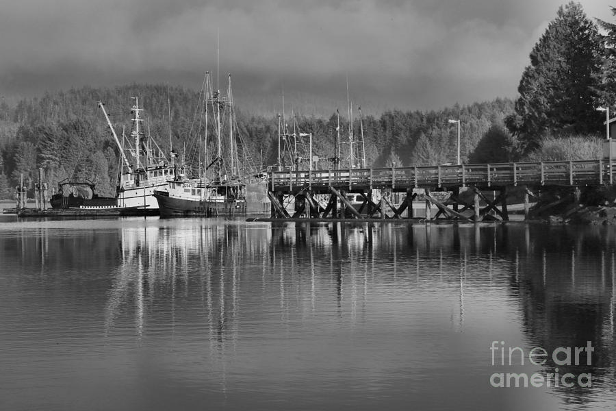 Ucluelet Fishing Trawlers In Black And White Photograph by Adam Jewell