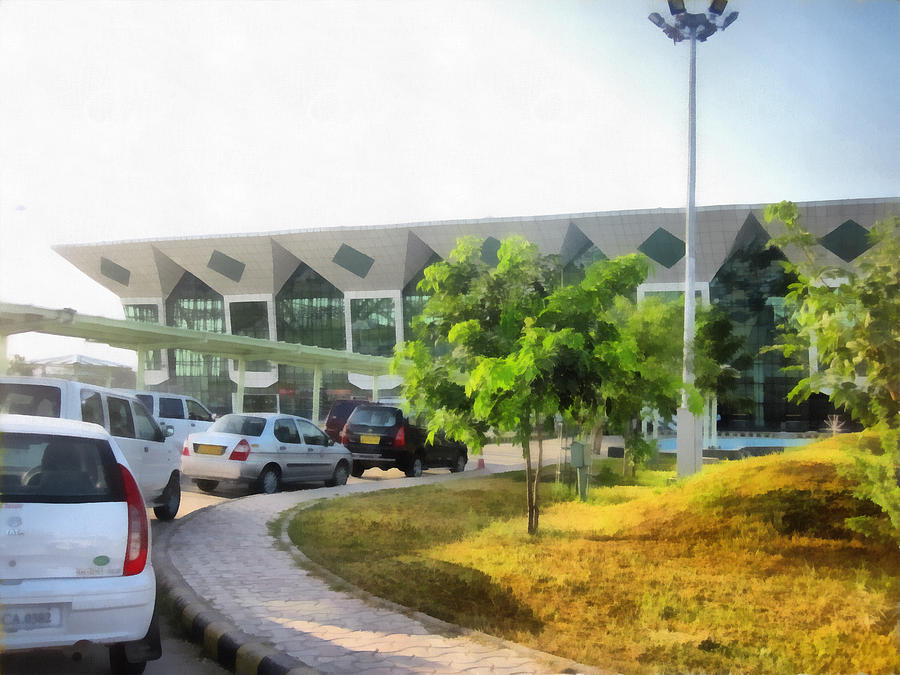 Udaipur Airport And Cars In Front Photograph