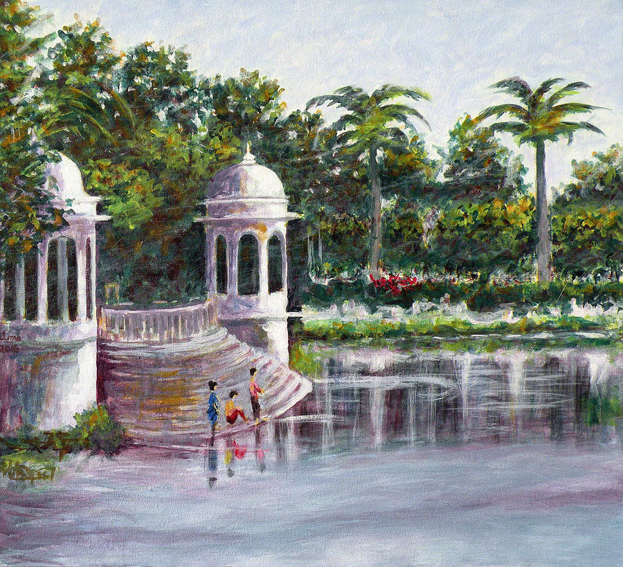 Udaipur Lake Painting by Uma Krishnamoorthy