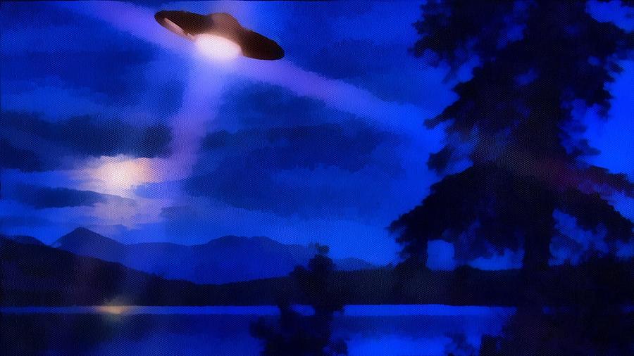 Ufo At Night Painting