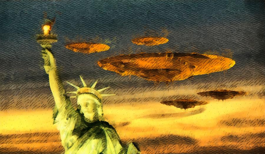 Ufo Liberty Painting