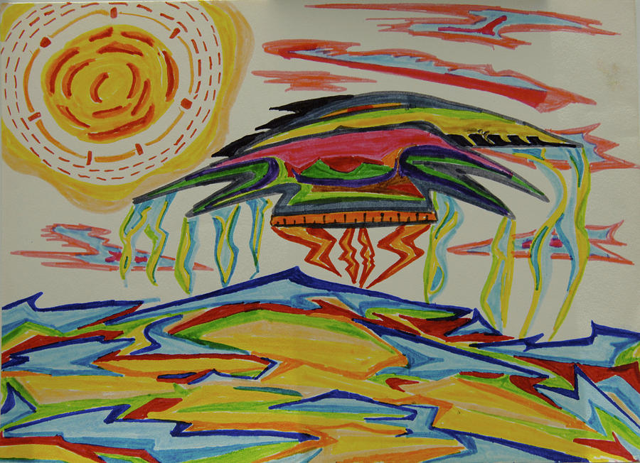 UFO Over Jupiters Ocean Painting by Robert SORENSEN