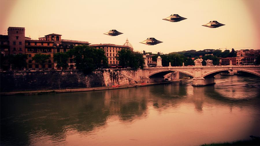 Fantasy Photograph - UFO Rome by Esoterica Art Agency