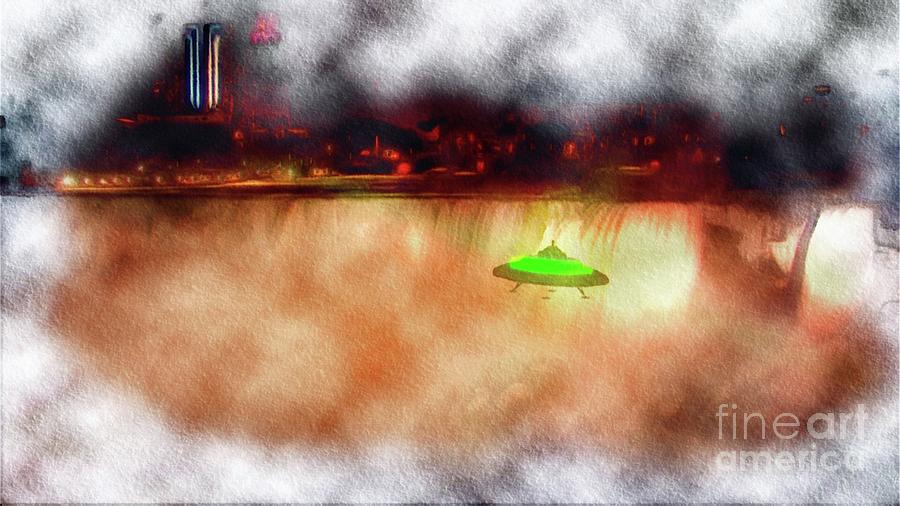 Ufo Visits Niagra Falls Painting