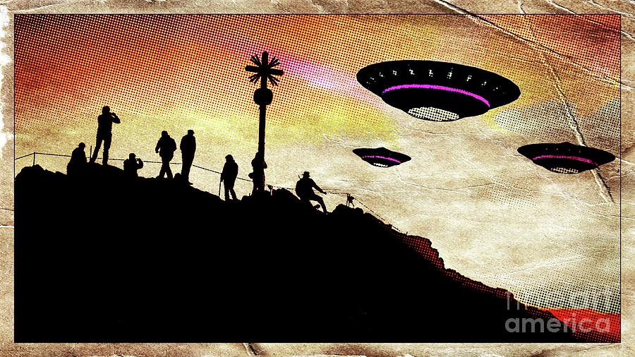 Fantasy Digital Art - UFO Watchers Pop Art by Raphael Terra by Esoterica Art Agency