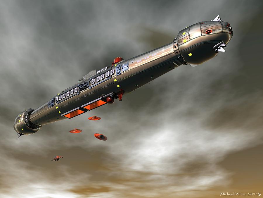 UFOs Descending to Earth  Digital Art by Michael Wimer