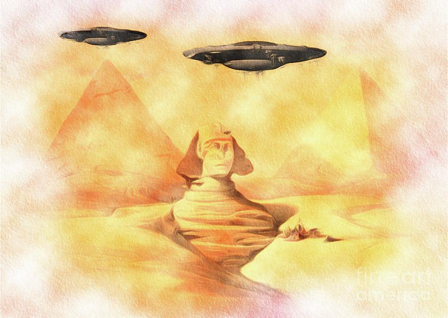 Ufos Over Sphinx Painting