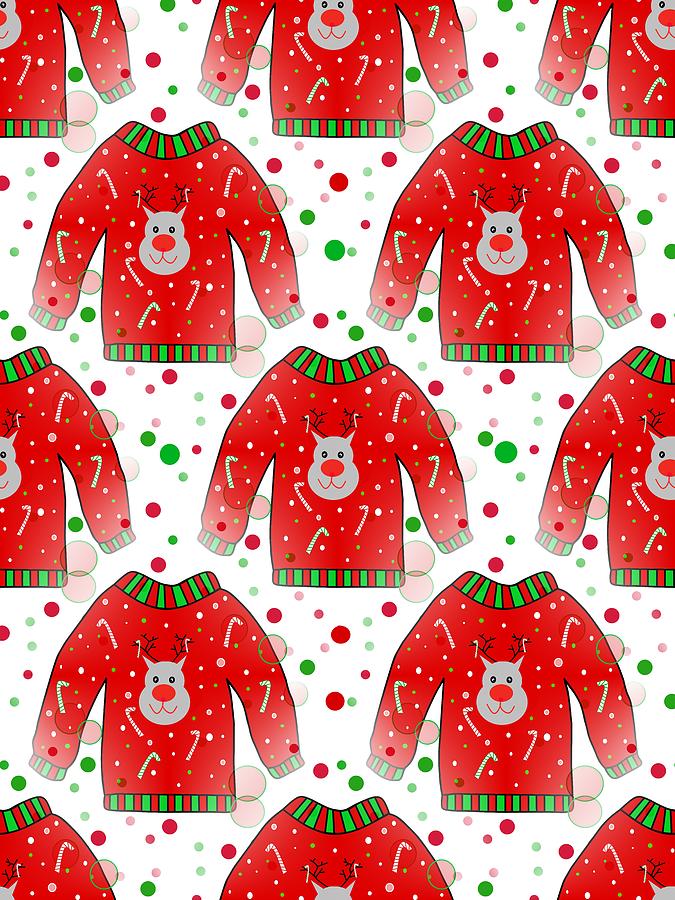 Ugly Christmas Sweater Pattern Digital Art by Kathleen Sartoris