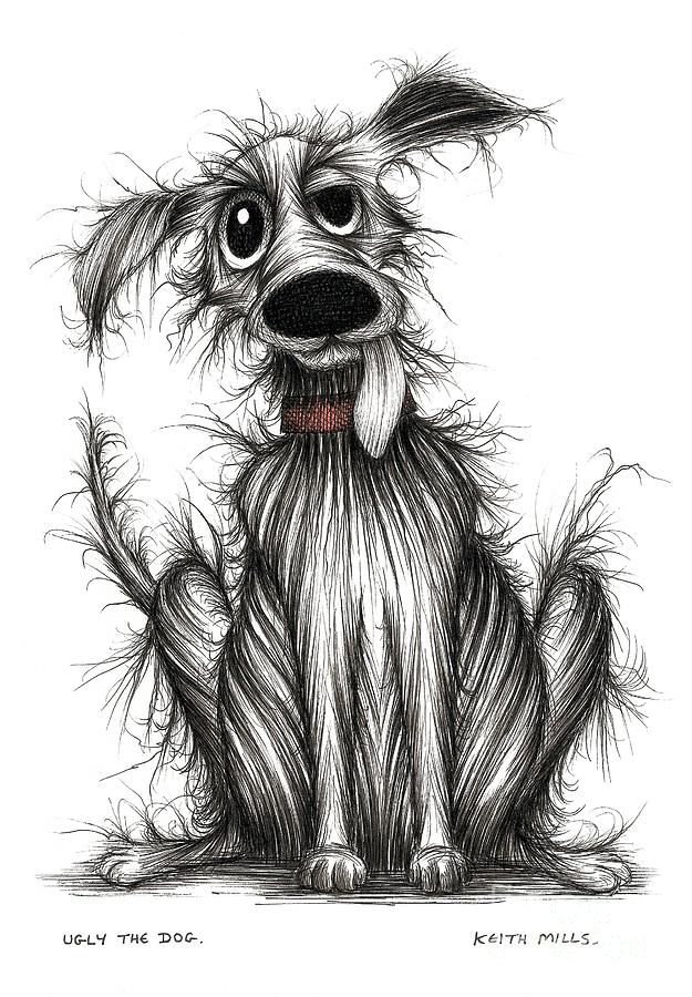 Ugly The Dog Drawing by Keith Mills
