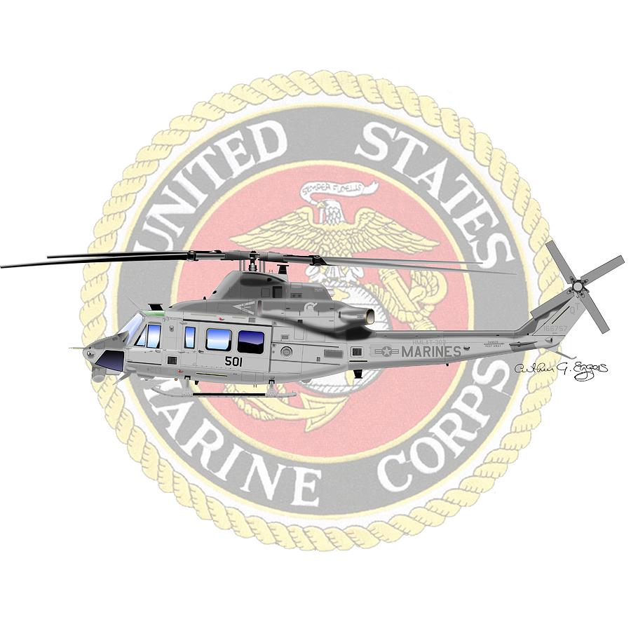 UH-1Y Venom USMC Digital Art by Arthur Eggers