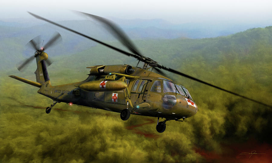 Helicopter Digital Art - UH-60A Black Hawk MEDEVAC by Dale Jackson