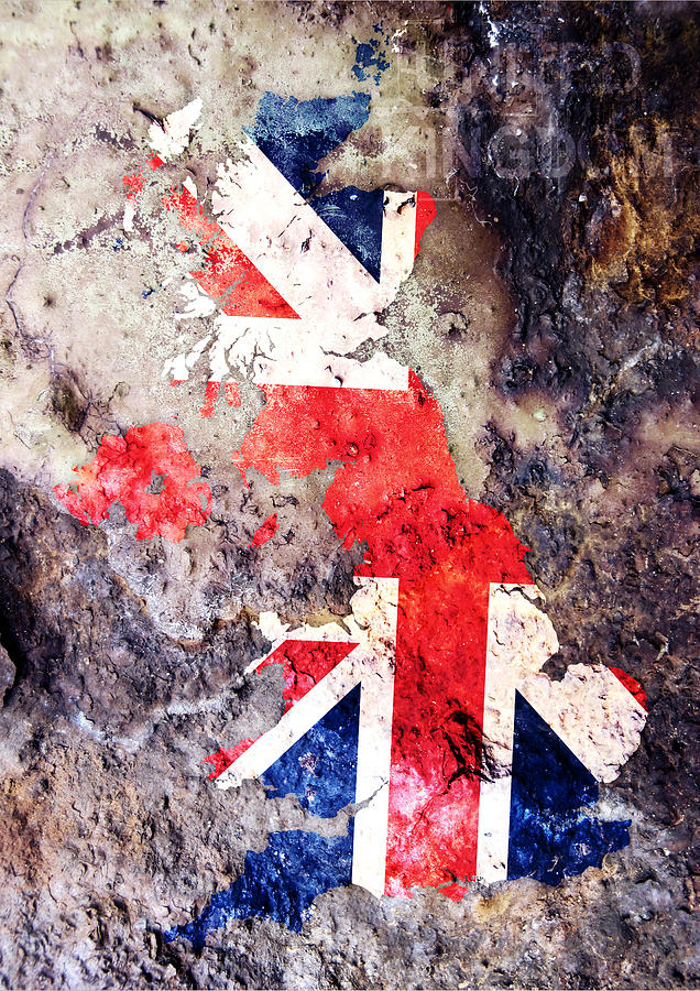 Flag Digital Art - UK Flag Map by Michael Tompsett