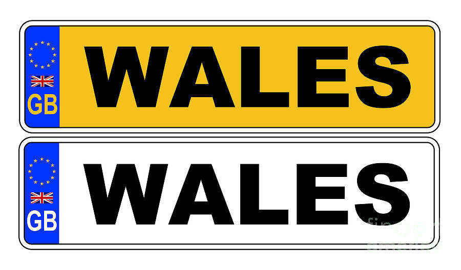 UK Front And Back Number Plate With Text Wales Digital Art by ...