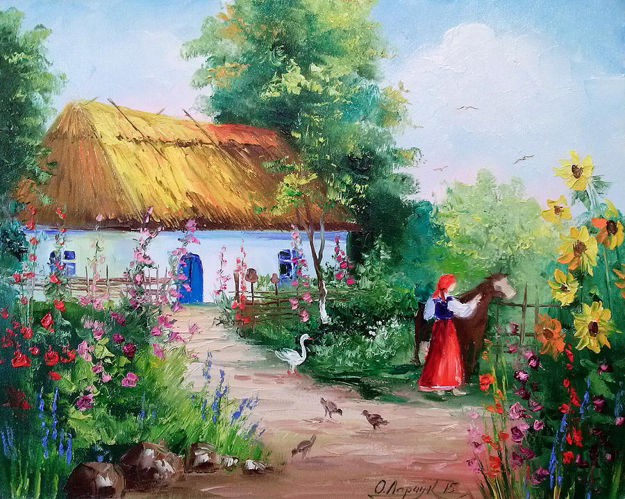 Nature Painting - Ukrainian House by Olha Darchuk