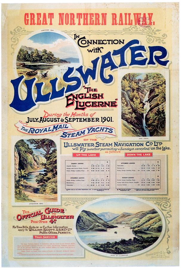 Ullswater - Great Northern Railway - Landscape Illustrations - Vintage Advertising Poster Painting