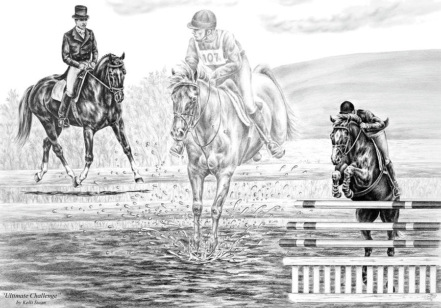 Ultimate Challenge - Eventing Horse Print Drawing by Kelli Swan