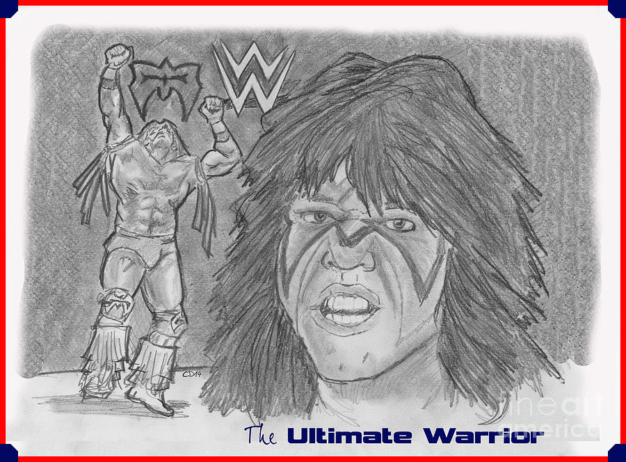 Ultimate Warrior Drawing by Chris DelVecchio