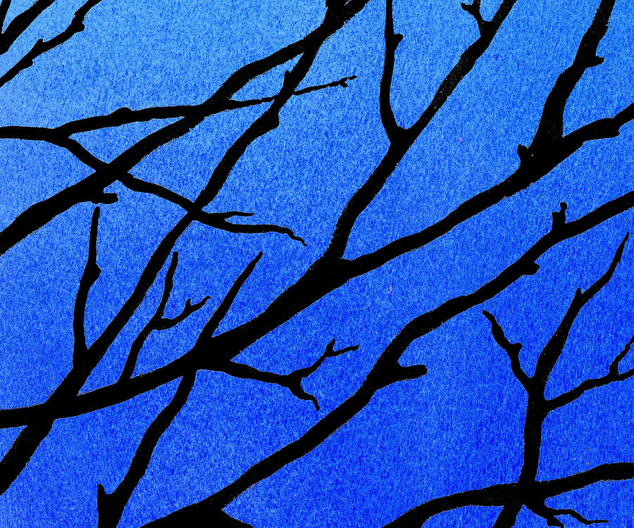 Abstract Painting - Ultramarine Forest Winter Blues II by Irina Sztukowski