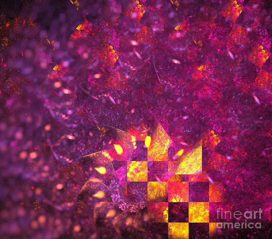 Abstract Digital Art - Ultraviolet Gold Spiral by Kim Sy Ok