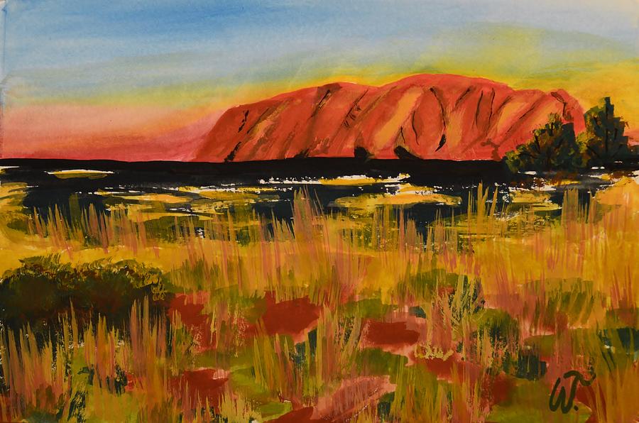 Uluru Rock in Australia Painting by Warren Thompson