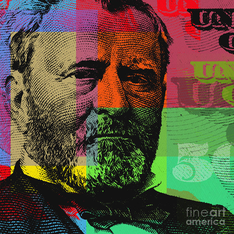Portrait Digital Art - Ulysses S. Grant - $50 bill by Jean luc Comperat