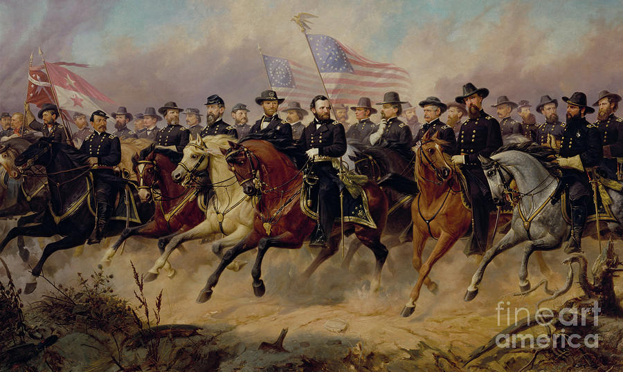 Horse Painting - Ulysses S Grant and His Generals by Ole Peter Hansen Balling