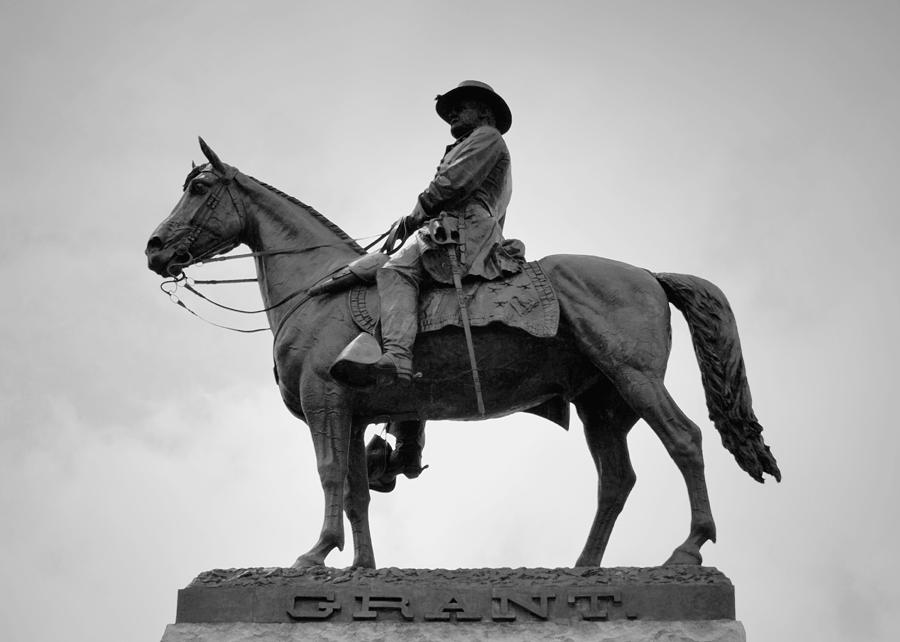 Chicago Photograph - Ulysses S Grant Memorial - Detail B n W by Richard Andrews