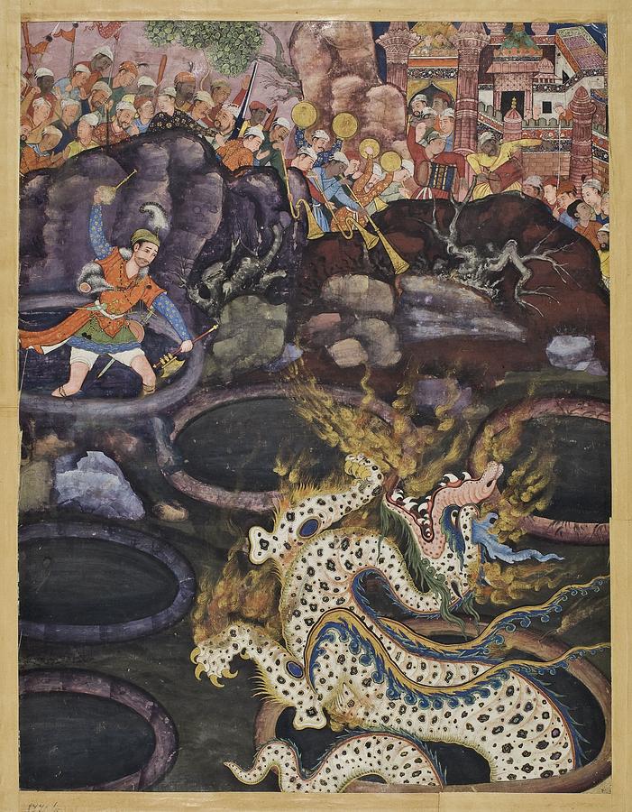 Umar defeats a dragon , Tara Painting by Celestial Images