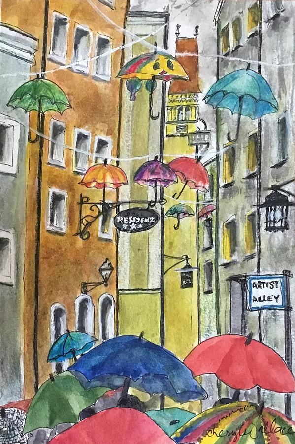 Umbrella Celebration Painting by Cheryl Wallace