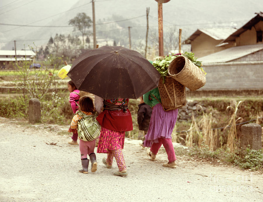 Umbrella Children Vietnamese  Photograph by Chuck Kuhn