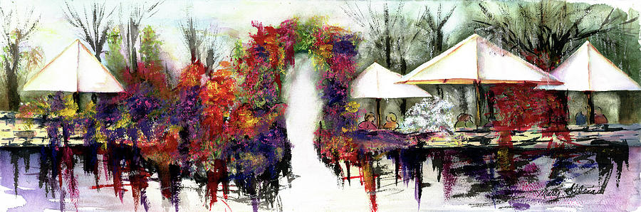Umbrella Garden Painting by Mary Silvia