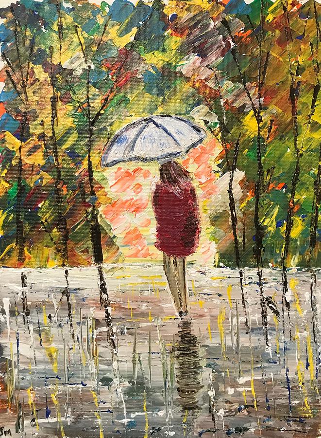 Umbrella Girl Painting by Jim McCullaugh