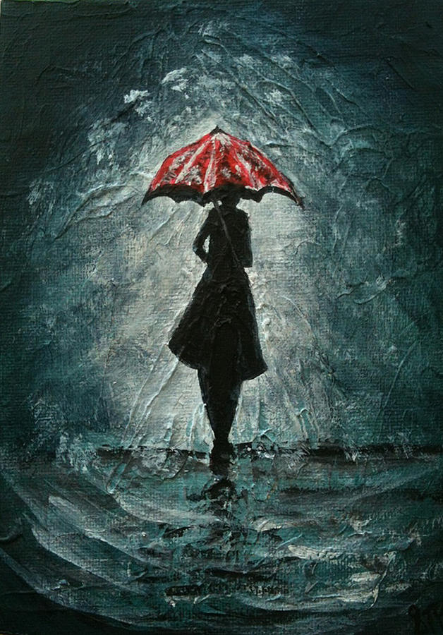 silhouette girl umbrella
