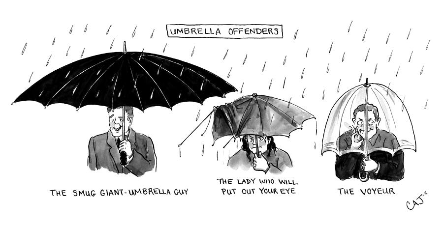 Umbrella Offender Drawing by Carolita Johnson